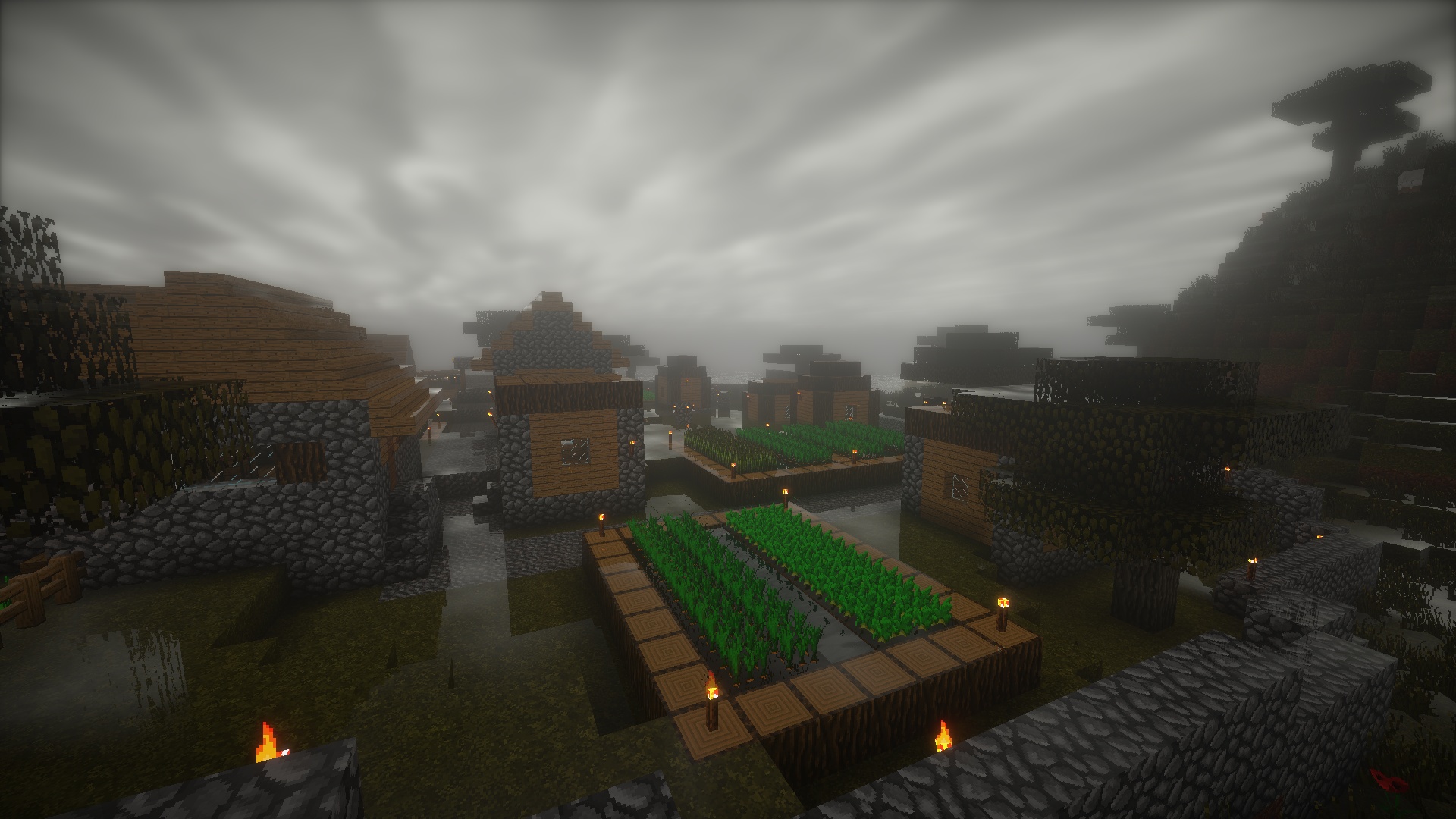 Minecraft 雨中村庄